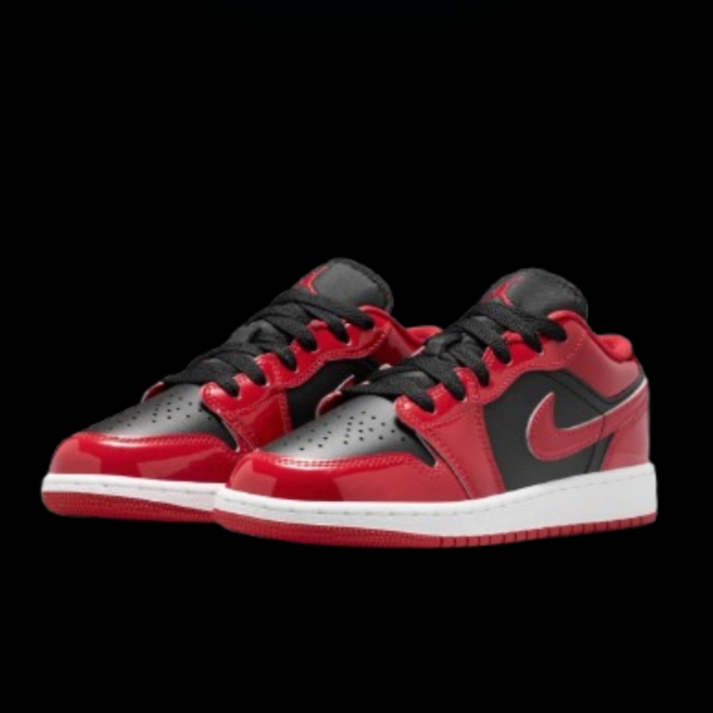 Nike Air Jordan 1 Low Patent Womens Size 7/Kids 5.5Y Black Red White